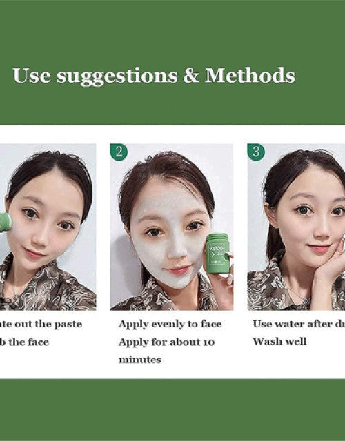 Green Cleansing Mask Stick For Face Oil Control & Anti-Acne Green Face Mask Blackheads Whiteheads Green Mask Stick For Men and Women (40 g, Pack of 1)